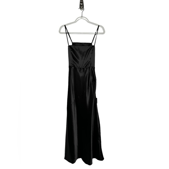 Lulus | NWT Endlessly Intriguing Open Back Black Satin Maxi Dress Large - Picture 11 of 11